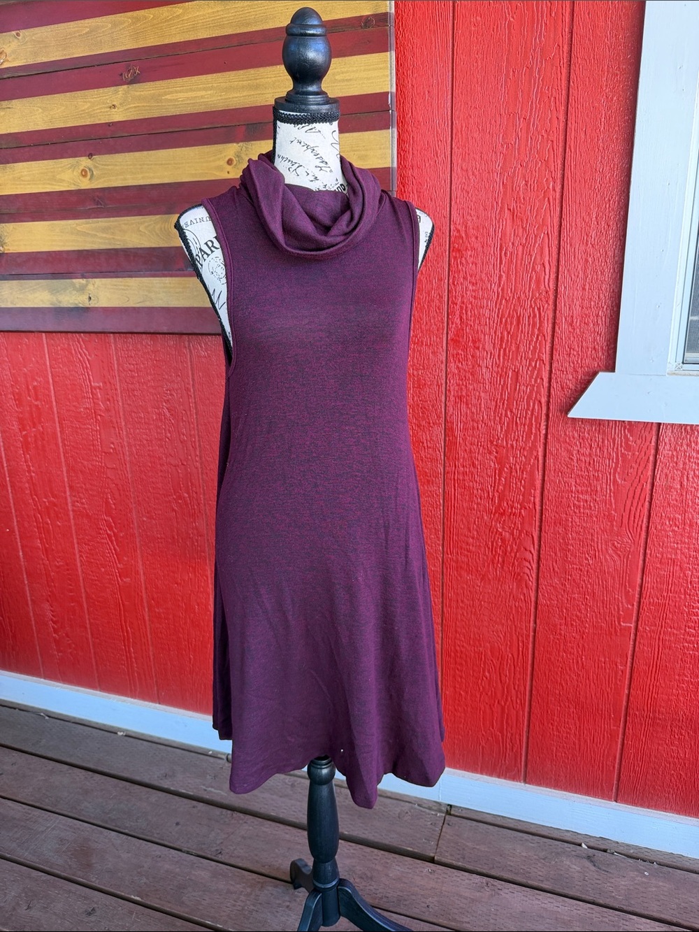 Alya Sleeveless Cowl Neck Dress in Burgundy Plum - Picture 2 of 4